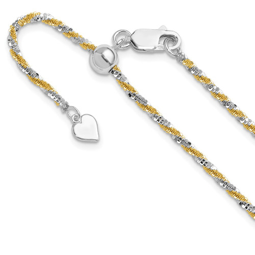 Lex & Lu Sterling Silver Gold-tone Adjustable Cyclone Chain - Lex & Lu