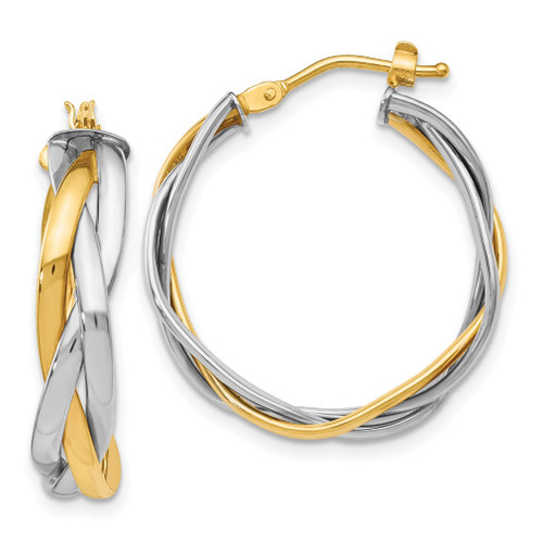 Lex & Lu 14k Two-tone Gold Braided Hoop Earrings LALLE1015 - Lex & Lu