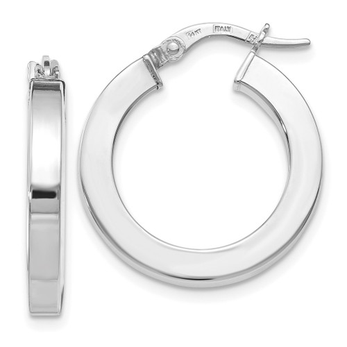 Lex & Lu 14k White Gold Polished Hoop Earrings LAL46401 - Lex & Lu