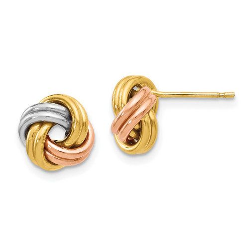 Lex & Lu 14k Tri-color Gold Polished Love Knot Post Earrings - Lex & Lu