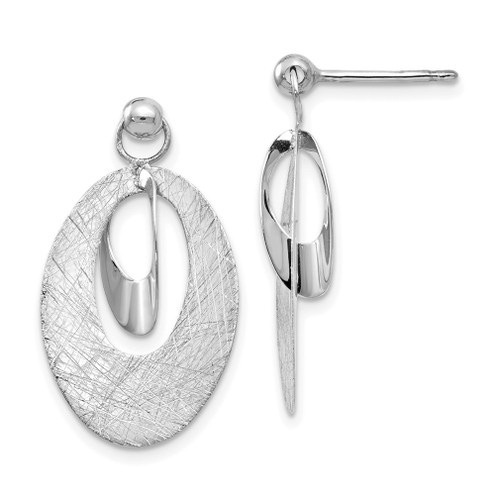 Lex & Lu 14k White Gold Scratch Finish Oval Reversible Earrings - Lex & Lu