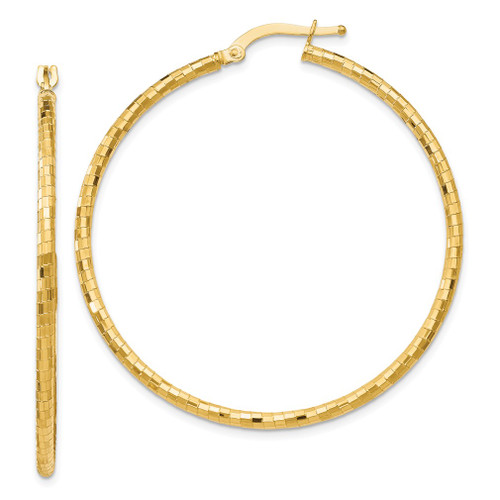 Lex & Lu 14k Yellow Gold Polished and Textured Hoop Earrings LAL46601 - Lex & Lu