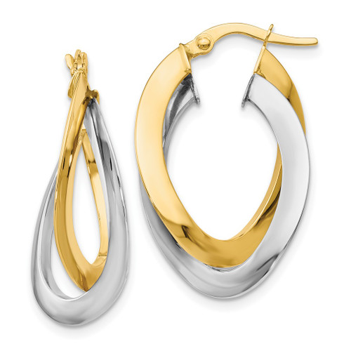 Lex & Lu 14k Two-tone Gold Twisted Double Hoop Earrings LAL46641 - Lex & Lu
