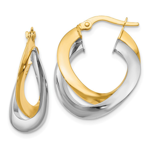 Lex & Lu 14k Two-tone Gold Twisted Double Hoop Earrings LAL46642 - Lex & Lu