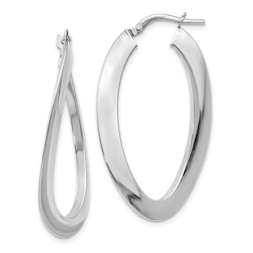 Lex & Lu 14k White Gold Polished Twisted Oval Hoop Earrings LAL46709 - Lex & Lu