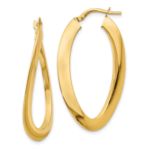 Lex & Lu 14k Yellow Gold Polished Twisted Oval Hoop Earrings LAL46710 - Lex & Lu