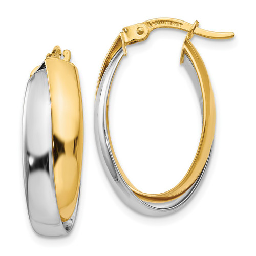 Lex & Lu 14k Two-tone Gold Polished Double Oval Hoop Earrings - Lex & Lu
