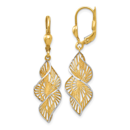 Lex & Lu 14k Gold and D/C Leverback Earrings - Lex & Lu