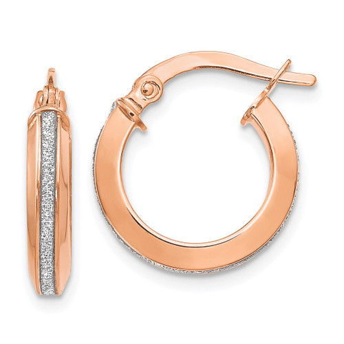 Lex & Lu 14k Rose Gold Polished Glimmer Infused Hoop Earrings LAL46894 - Lex & Lu