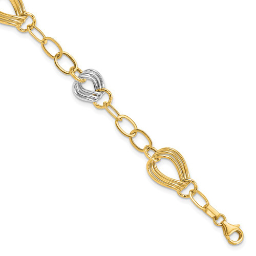 Lex & Lu 14k Two-tone Gold Polished Fancy Link Bracelet LAL47044 - Lex & Lu