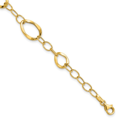 Lex & Lu 14k Yellow Gold Polished Fancy Link Bracelet LAL47046 - Lex & Lu