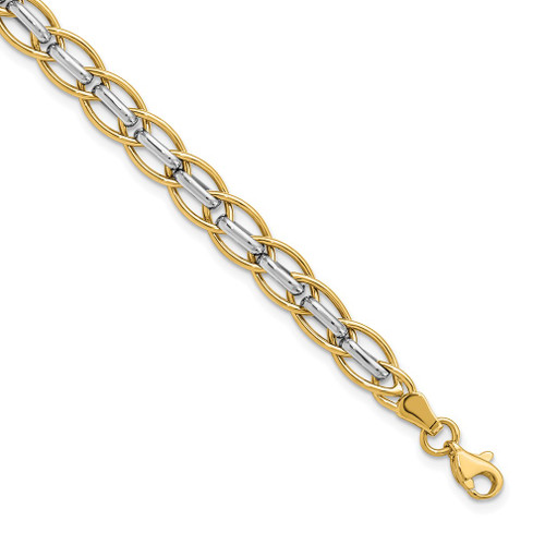 Lex & Lu 14k Two-tone Gold Polished Fancy Link Bracelet LAL47067 - Lex & Lu