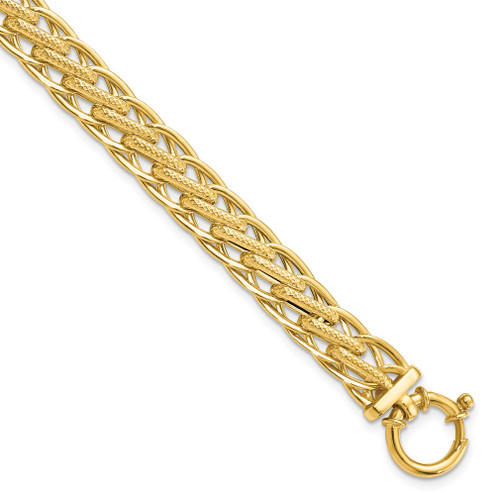 Lex & Lu 14k Yellow Gold & Textured Fancy Link Bracelet LAL47179 - Lex & Lu