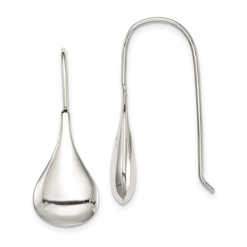 Lex & Lu Sterling Silver Tear Drop Shaped Drop Wire Earrings - Lex & Lu