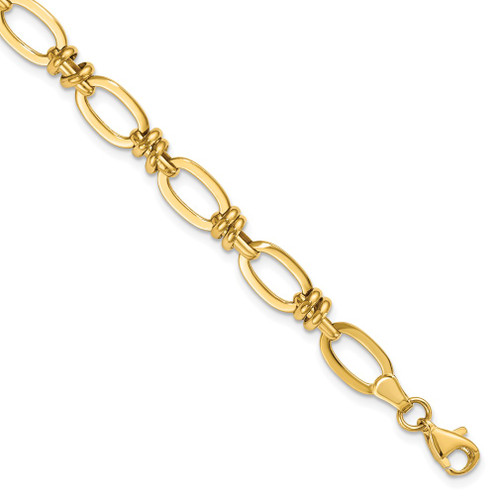 Lex & Lu 14k Yellow Gold Polished Fancy Link Bracelet LAL47226 - Lex & Lu