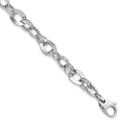 Lex & Lu 14k White Gold Polished D/C Bracelet - Lex & Lu