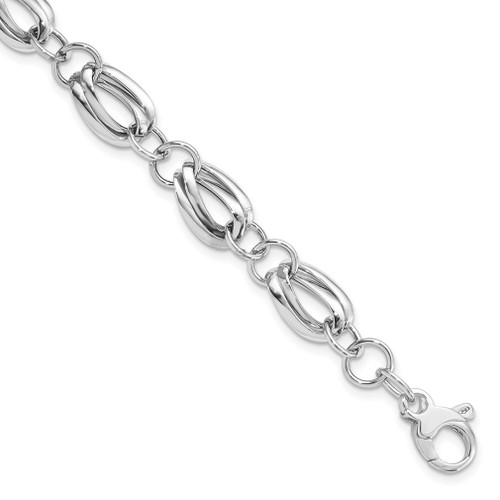 Lex & Lu 14k White Gold Polished Fancy Link Bracelet LAL47455 - Lex & Lu