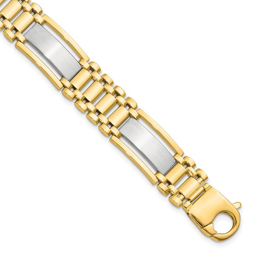 Lex & Lu 14k Two-tone Gold Polished and Satin Men's Bracelet LAL47469 - Lex & Lu