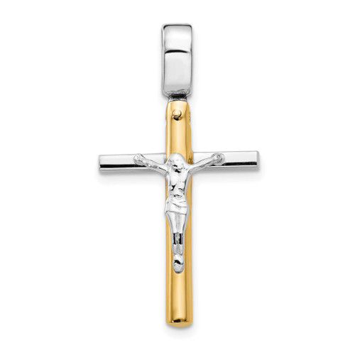Lex & Lu 14k Two-tone Gold Polished Crucifix Pendant LAL47478 - Lex & Lu