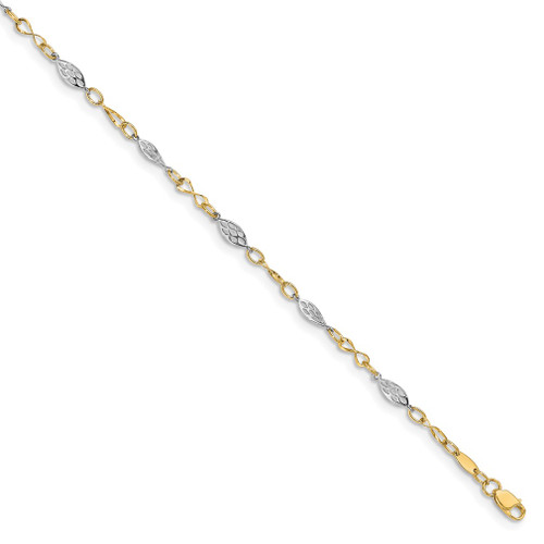 Lex & Lu 14k Two-tone Gold Polished Anklet LAL47496 - Lex & Lu