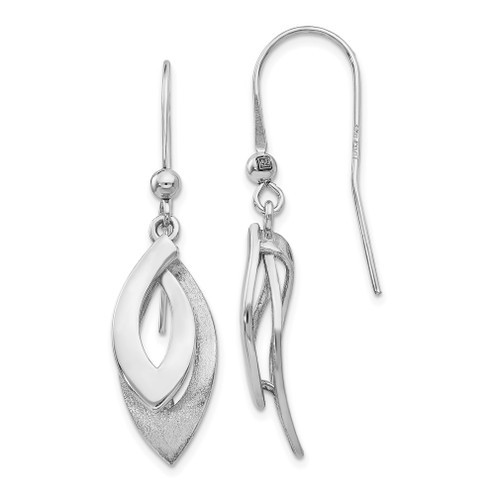 Lex & Lu Sterling Silver & Brushed Shepherd Hook Earrings LAL47526 - Lex & Lu