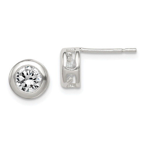 Lex & Lu Sterling Silver Bezel CZ Post Earrings - Lex & Lu