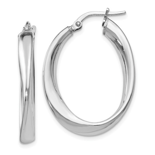 Lex & Lu Sterling Silver Polished Twisted Oval Hoop Earrings LAL47740 - Lex & Lu