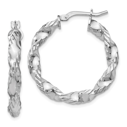 Lex & Lu Sterling Silver Polished Twisted Hinged Hoop Earrings LAL47755 - Lex & Lu