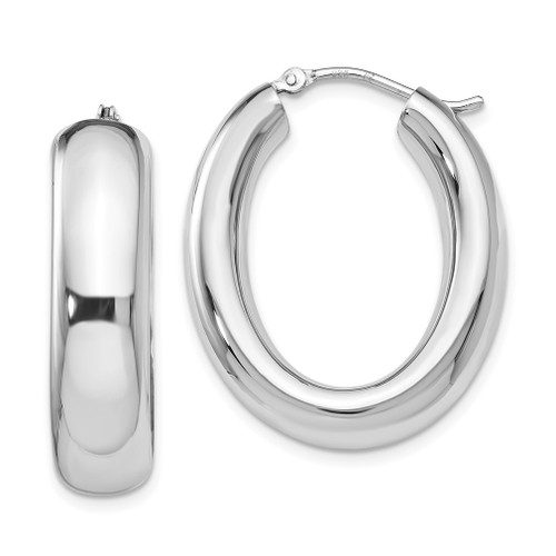 Lex & Lu Sterling Silver Polished Oval Hoop Earrings LAL47949 - Lex & Lu