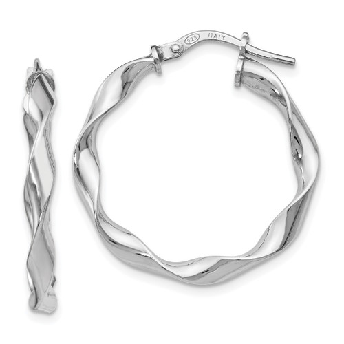 Lex & Lu Sterling Silver Polished Twisted Hoop Earrings LAL47975 - Lex & Lu