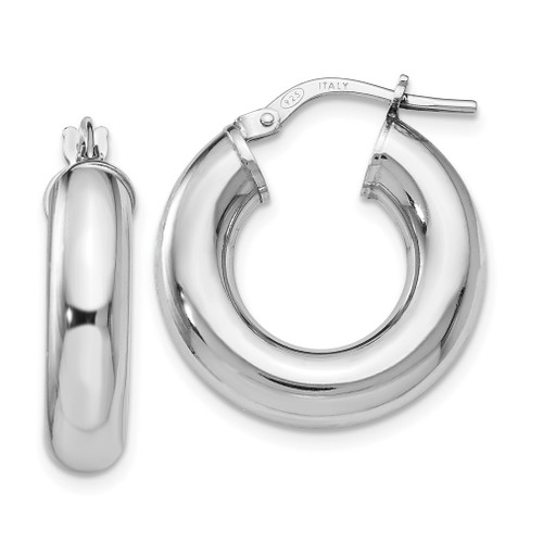 Lex & Lu Sterling Silver Polished Hoop Earrings LAL47993 - Lex & Lu