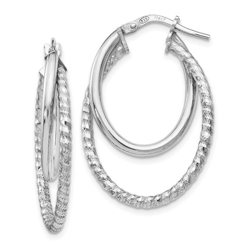 Lex & Lu Sterling Silver Polished D/C Oval Hoop Earrings LAL47997 - Lex & Lu