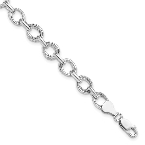 Lex & Lu Sterling Silver Polished and Textured Link Bracelet LAL48030 - Lex & Lu