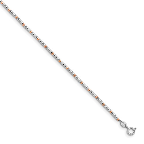 Lex & Lu Sterling Silver Rose flash-plated D/C Anklet - Lex & Lu