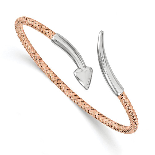 Lex & Lu Sterling Silver Rose Rhodium-plated Flexible Bangle - Lex & Lu