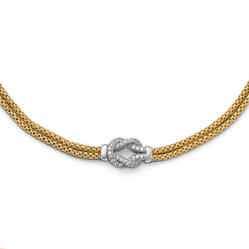 Lex & Lu Sterling Silver Gold-tone Rhodium-plated CZ Bracelet - Lex & Lu