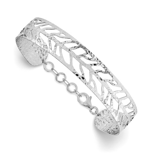 Lex & Lu SS Rhodium Plated Fancy Bangle - Lex & Lu