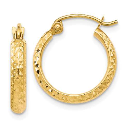 Lex & Lu 10k Yellow Gold D/C Hinged Hoop Earrings LAL48519 - Lex & Lu