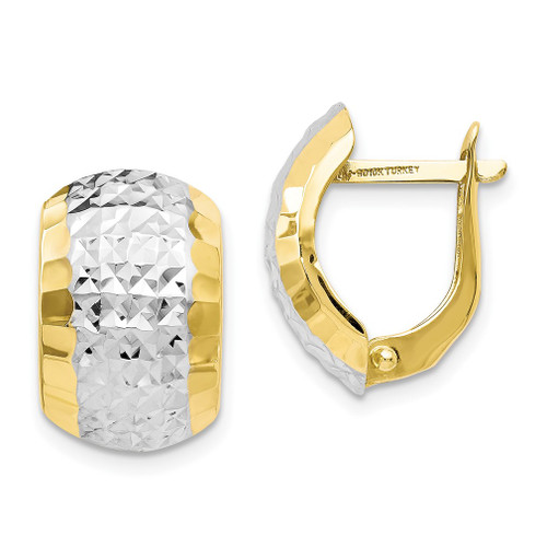 Lex & Lu 10k Yellow Gold w/Rhodium D/C Hinged Earrings - Lex & Lu