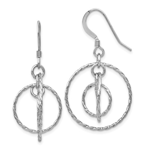 Lex & Lu Sterling Silver Textured Hook Dangle Earrings LAL48583 - Lex & Lu