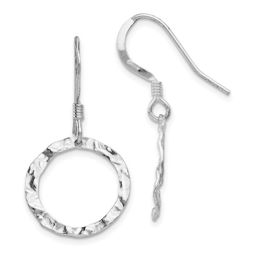 Lex & Lu Sterling Silver Textured Hook Dangle Earrings LAL48592 - Lex & Lu