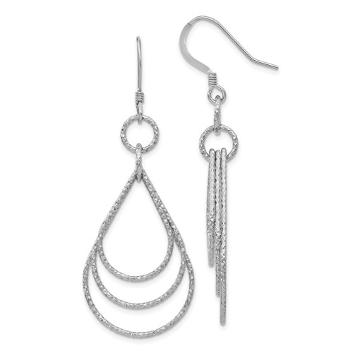 Lex & Lu Sterling Silver Textured Hook Dangle Earrings LAL48614 - Lex & Lu