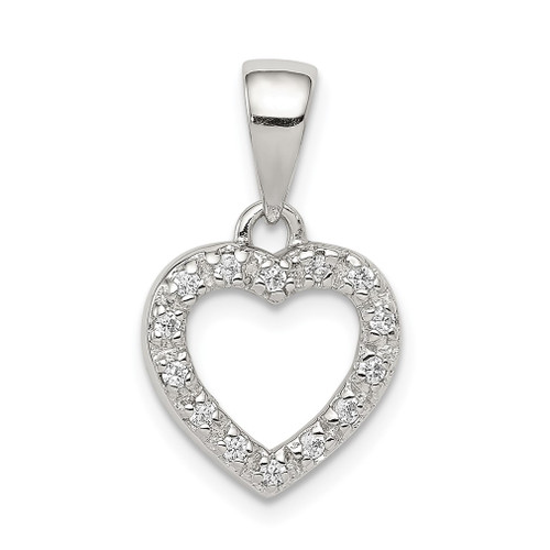 Lex & Lu Sterling Silver CZ Heart Shape Pendant - Lex & Lu