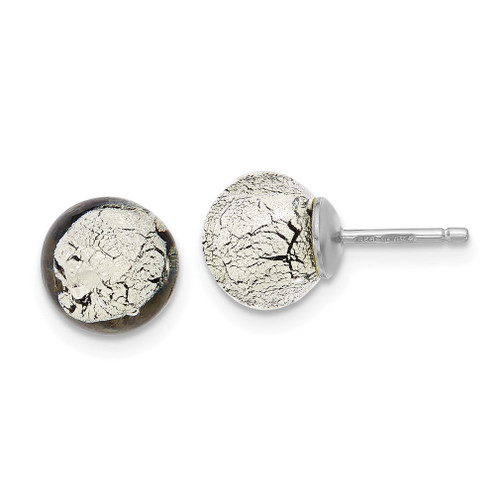Lex & Lu Sterling Silver Black & Silver Color Murano Glass Earrings - Lex & Lu
