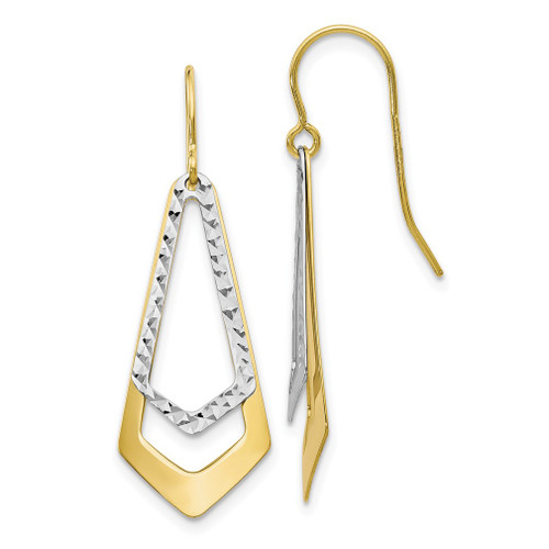 Lex & Lu 10k Yellow Gold Two-tone D/C Shepherd Hook Dangle Earrings - Lex & Lu