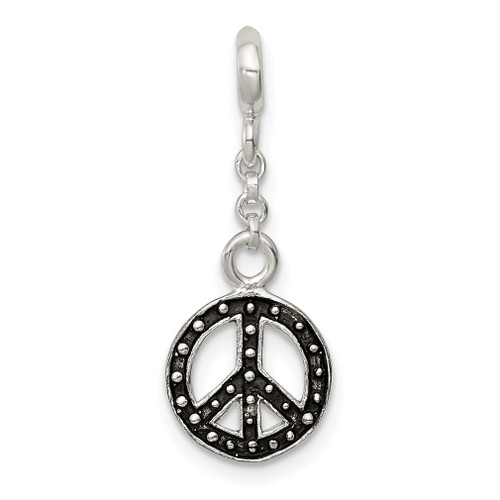 Lex & Lu Sterling Silver Enameled Peace Symbol 1/2'' Dangle Enhancer - Lex & Lu