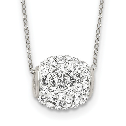Lex & Lu Sterling Silver White Stellux Crystal 10mm Pendant Necklace 18'' - Lex & Lu