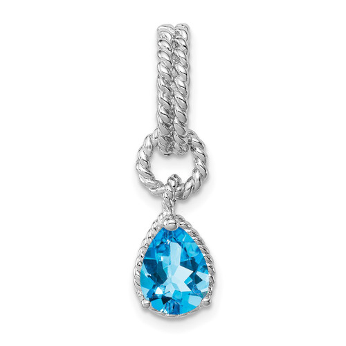 Lex & Lu Sterling Silver Blue Topaz Pear Twisted Pendant - Lex & Lu