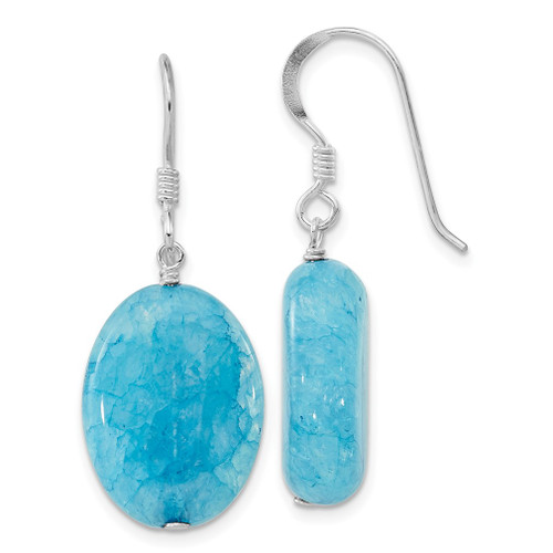 Lex & Lu Sterling Silver Small Crack Aventurine Turquoise Tear Drop Earrings - Lex & Lu