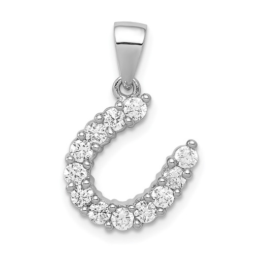 Lex & Lu Sterling Silver Horseshoe CZ Pendant - Lex & Lu